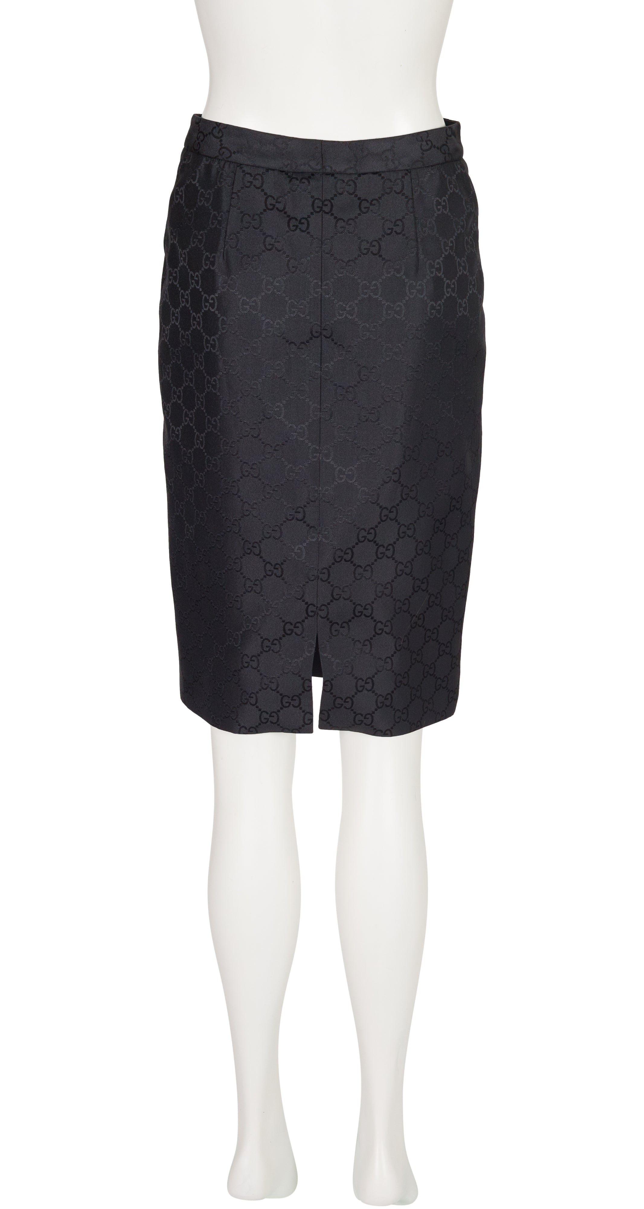 1998 S/S 'GG' Monogram Print Black Pencil Skirt