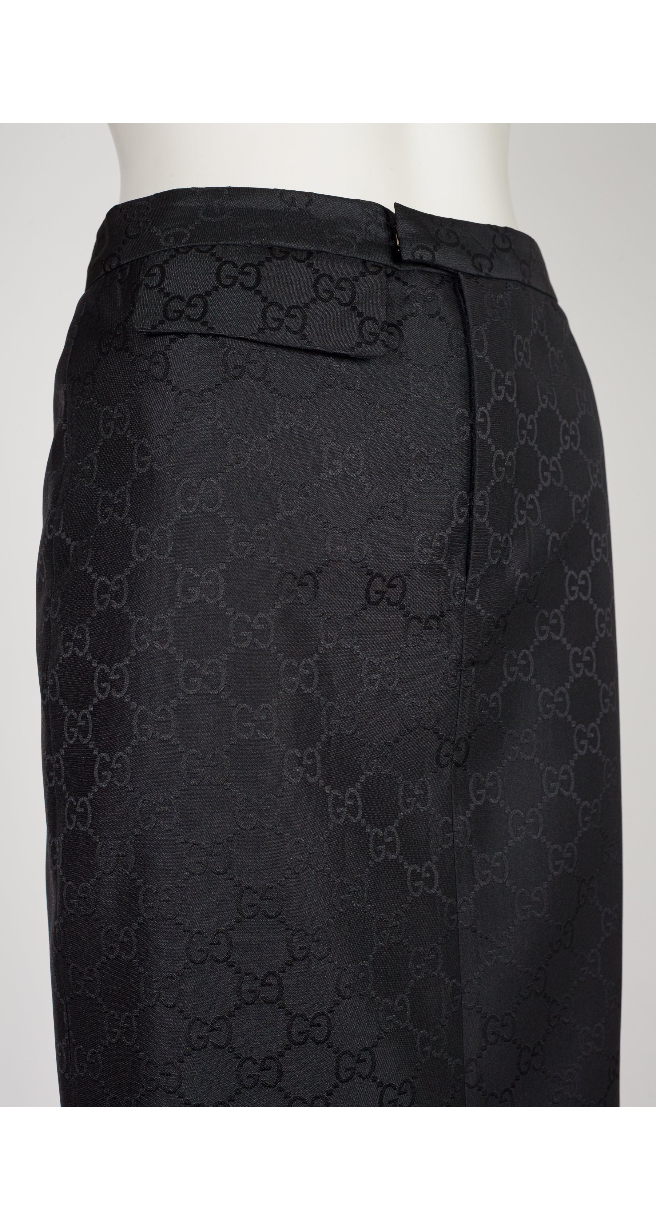 1998 S/S 'GG' Monogram Print Black Pencil Skirt