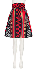 1971 S/S Mixed Print Orange Cotton Pleated Skirt