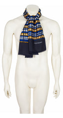1970s Geometric Plaid Silk Twill Long Men's Scarf