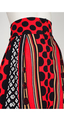 1971 S/S Mixed Print Orange Cotton Pleated Skirt