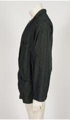 1986 S/S Men's Triangle Print Dark Green Crinkle Cotton Blazer