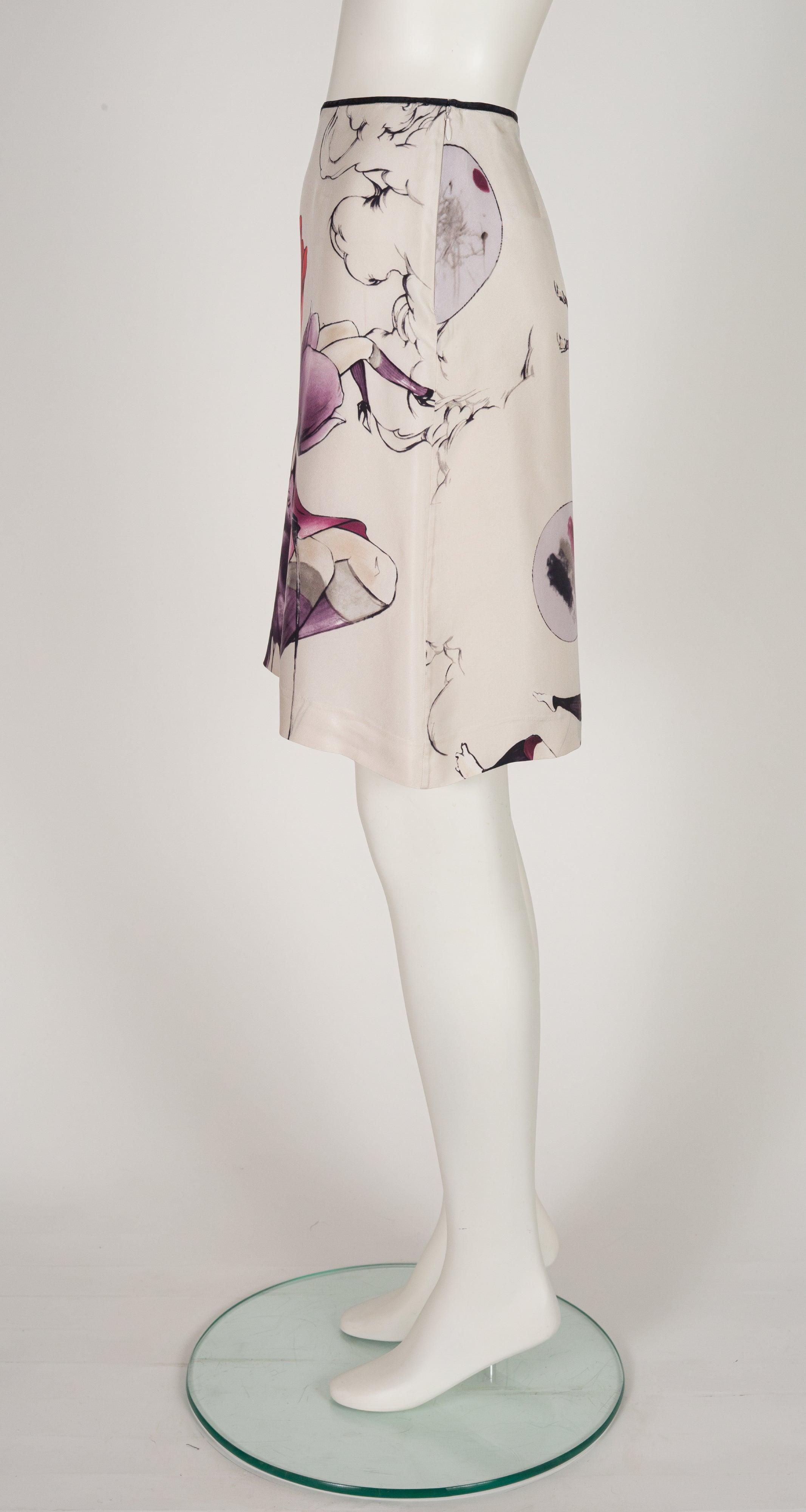 2008 S/S "Fairy Collection" Floral Print Silk Twill Skirt