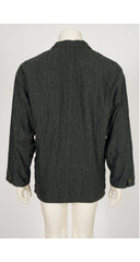1986 S/S Men's Triangle Print Dark Green Crinkle Cotton Blazer