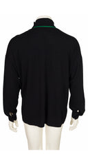 1980s Men's Green & Black Wool Pullover Sweater