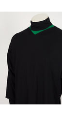 1980s Men's Green & Black Wool Pullover Sweater