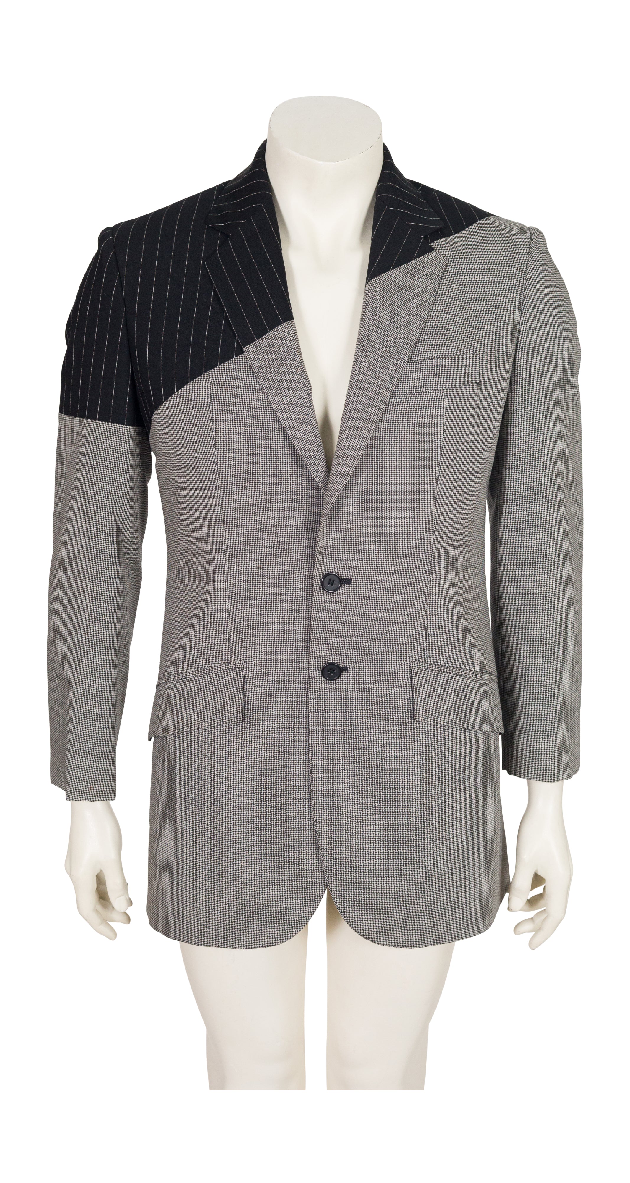 1998 S/S "Untitled" Men's Spliced Pinstripe & Houndstooth Wool Blazer