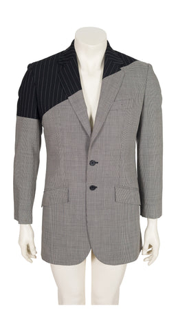 1998 S/S "Untitled" Men's Spliced Pinstripe & Houndstooth Wool Blazer