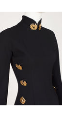 1992 F/W Gold Metal Badge Black Wool Crepe Dress
