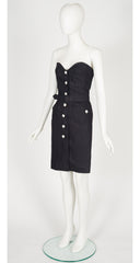 1988 S/S Black Linen Strapless Bustier Dress