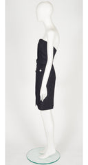 1988 S/S Black Linen Strapless Bustier Dress