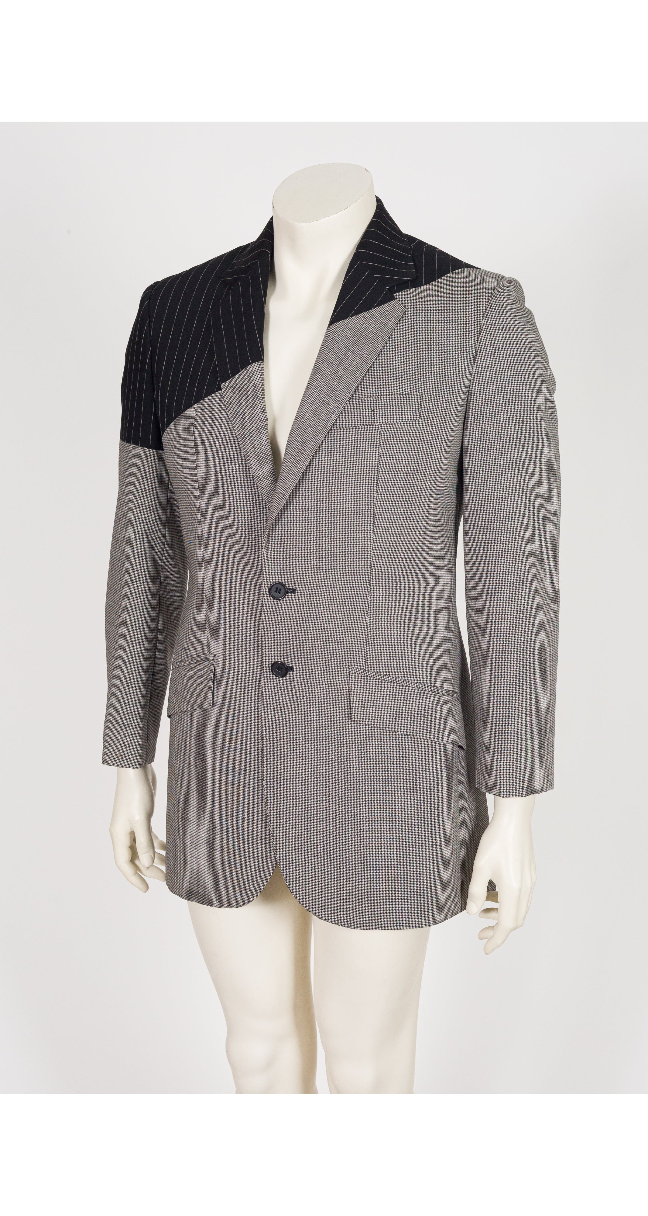 1998 S/S "Untitled" Men's Spliced Pinstripe & Houndstooth Wool Blazer