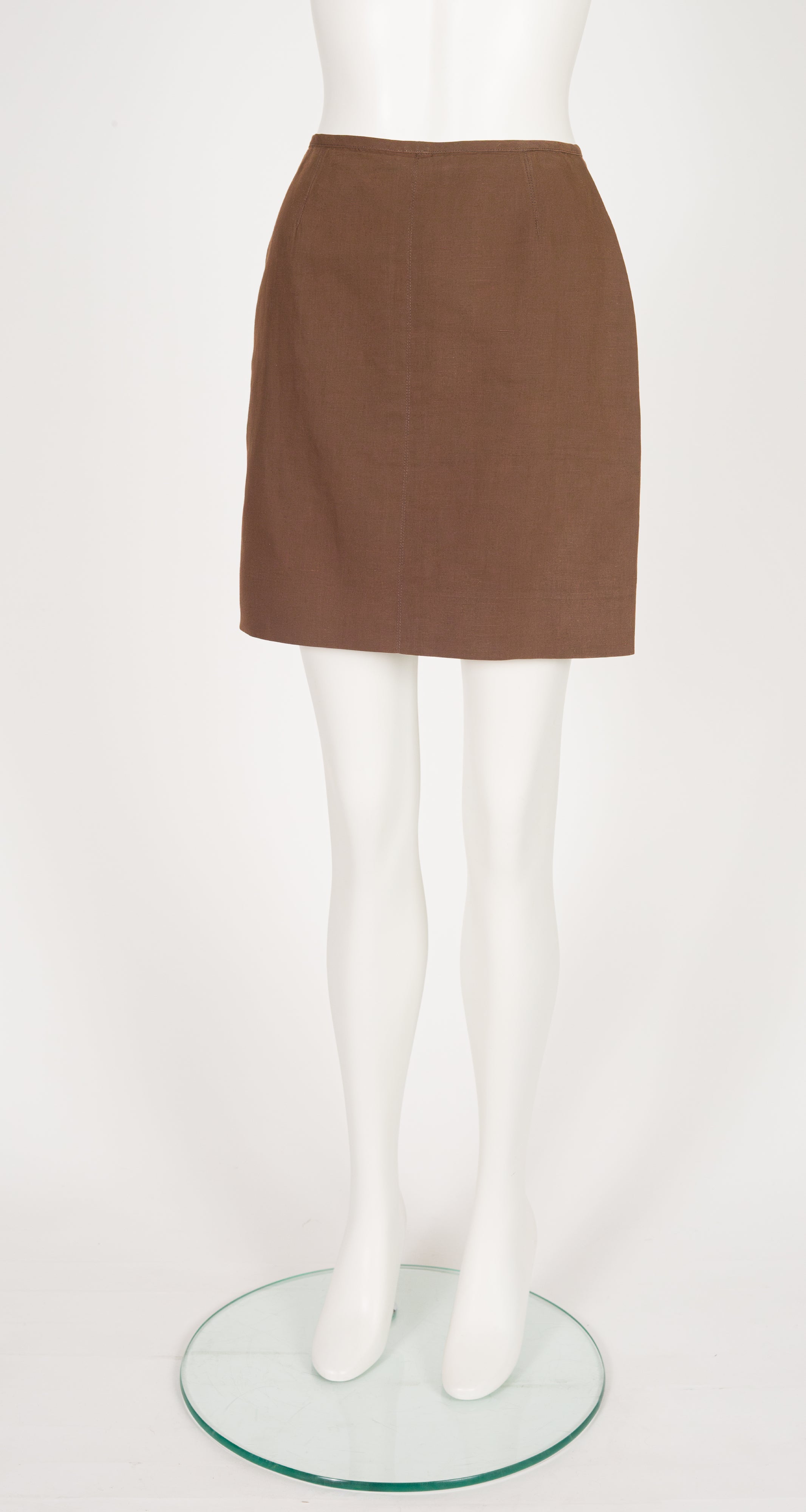 1980s Carwash Brown Cotton Mini Skirt Suit