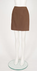 1980s Carwash Brown Cotton Mini Skirt Suit
