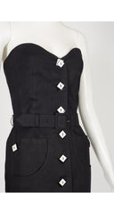 1988 S/S Black Linen Strapless Bustier Dress
