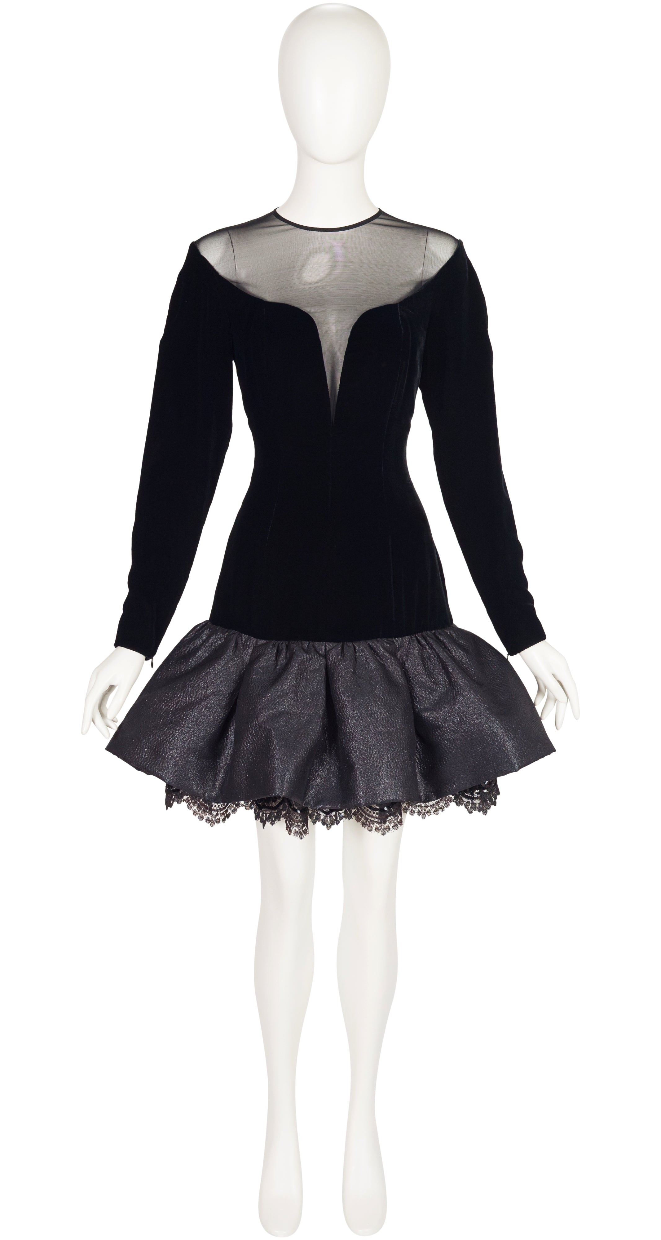 1992-93 F/W Black Velvet Plunge Neck Tutu Dress