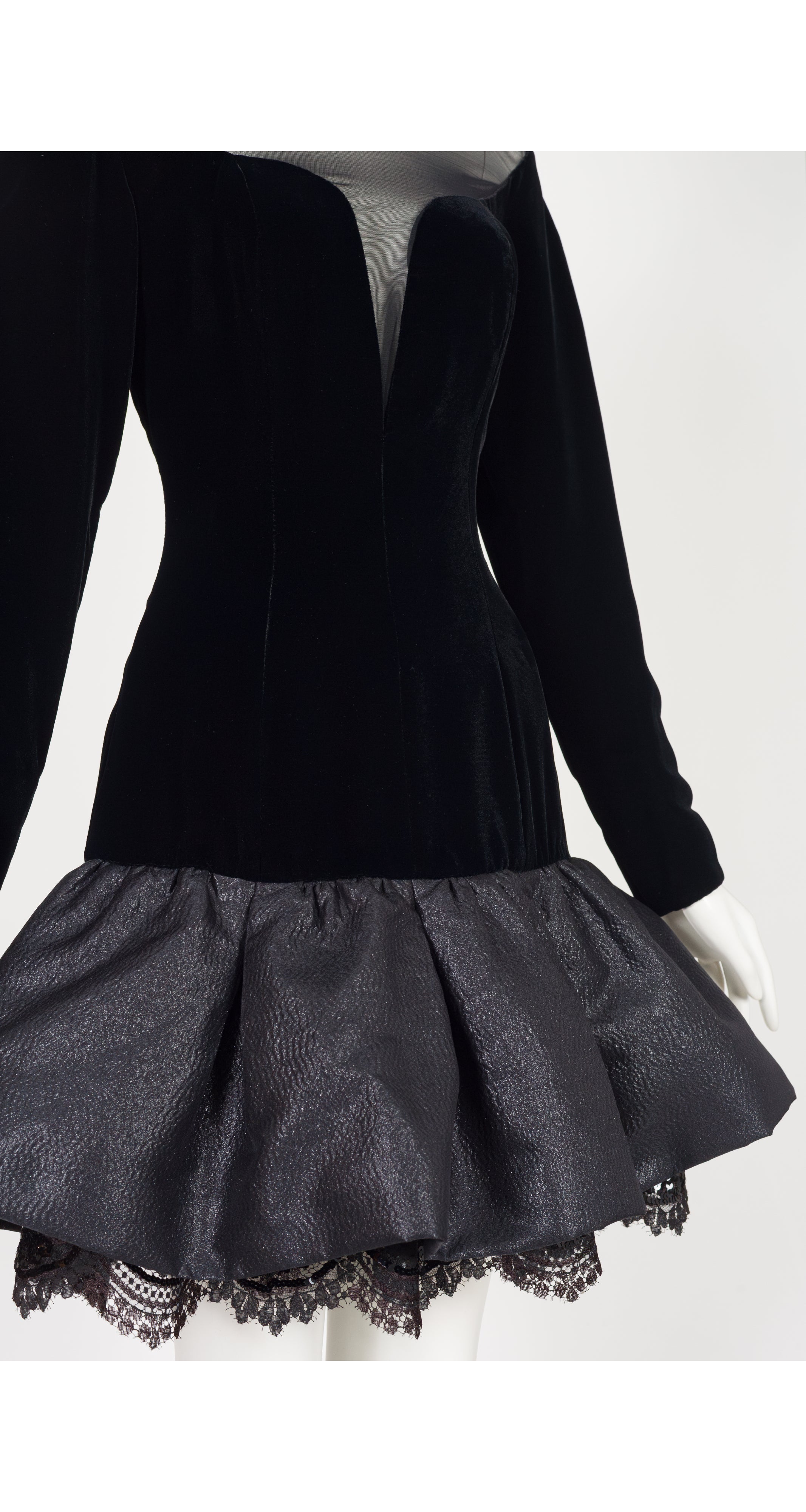 1992-93 F/W Black Velvet Plunge Neck Tutu Dress