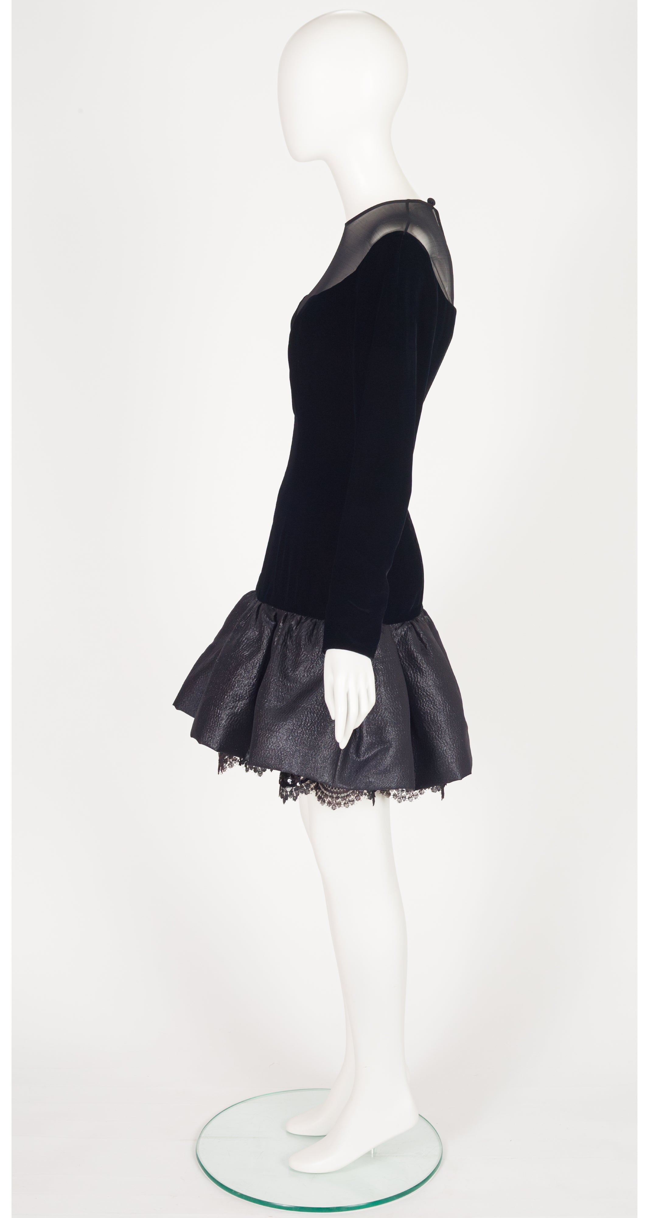 1992-93 F/W Black Velvet Plunge Neck Tutu Dress