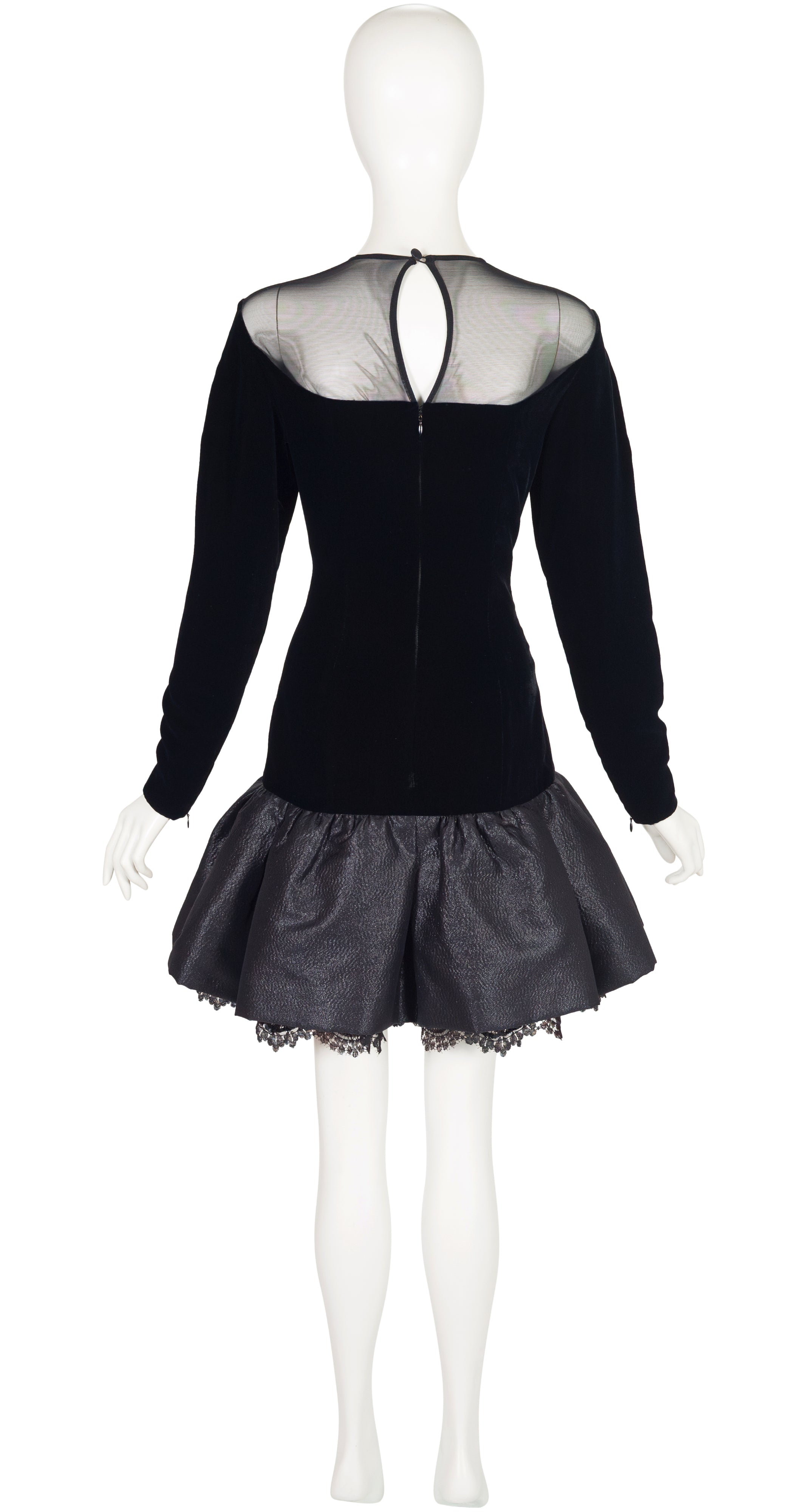 1992-93 F/W Black Velvet Plunge Neck Tutu Dress