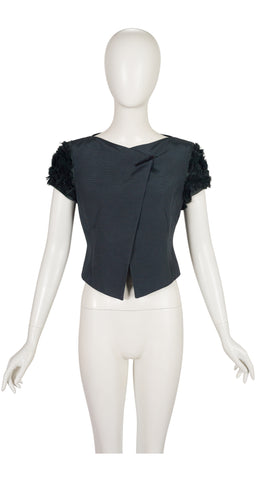 2000-01 F/W NWT Dark Green Faille Petal Sleeve Top
