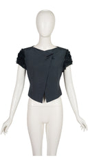 2000-01 F/W NWT Dark Green Faille Petal Sleeve Top