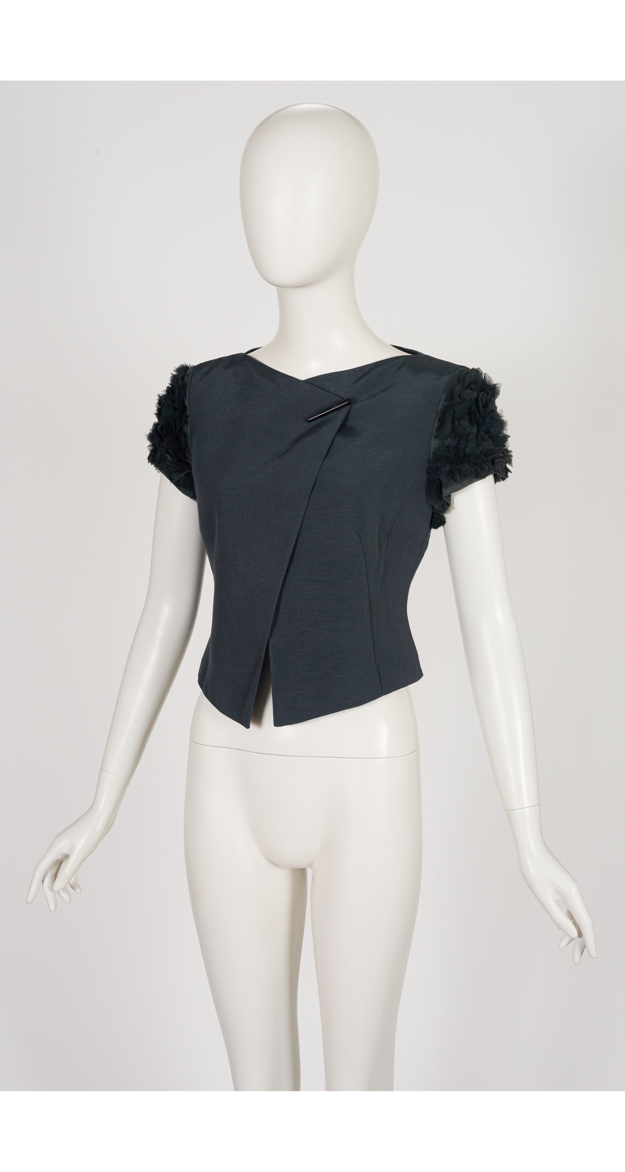2000-01 F/W NWT Dark Green Faille Petal Sleeve Top