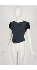 2000-01 F/W NWT Dark Green Faille Petal Sleeve Top