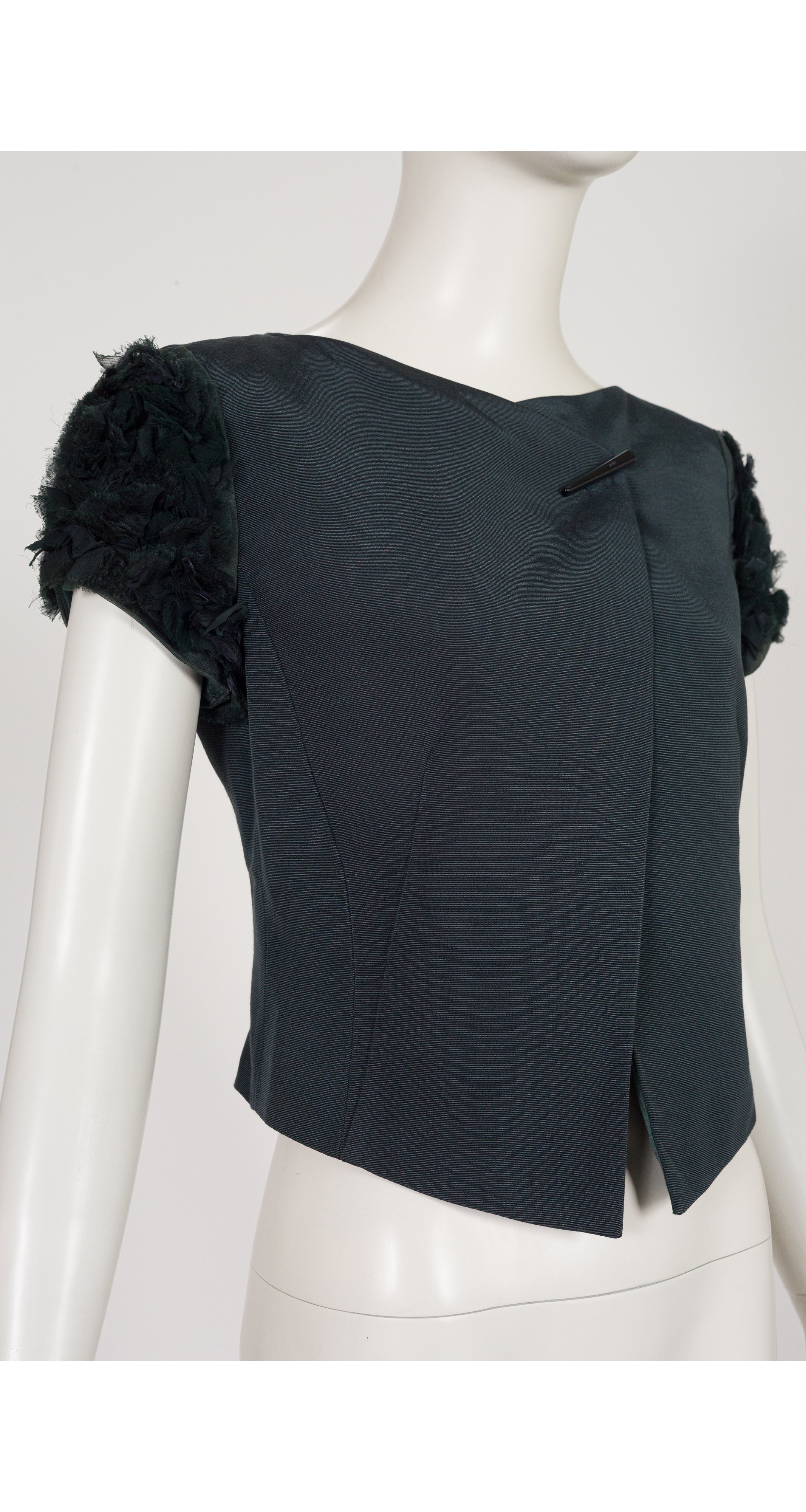 2000-01 F/W NWT Dark Green Faille Petal Sleeve Top