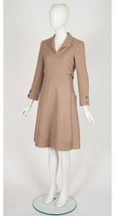 1970s Beige Wool Collared A-Line Dress