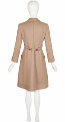 1970s Beige Wool Collared A-Line Dress