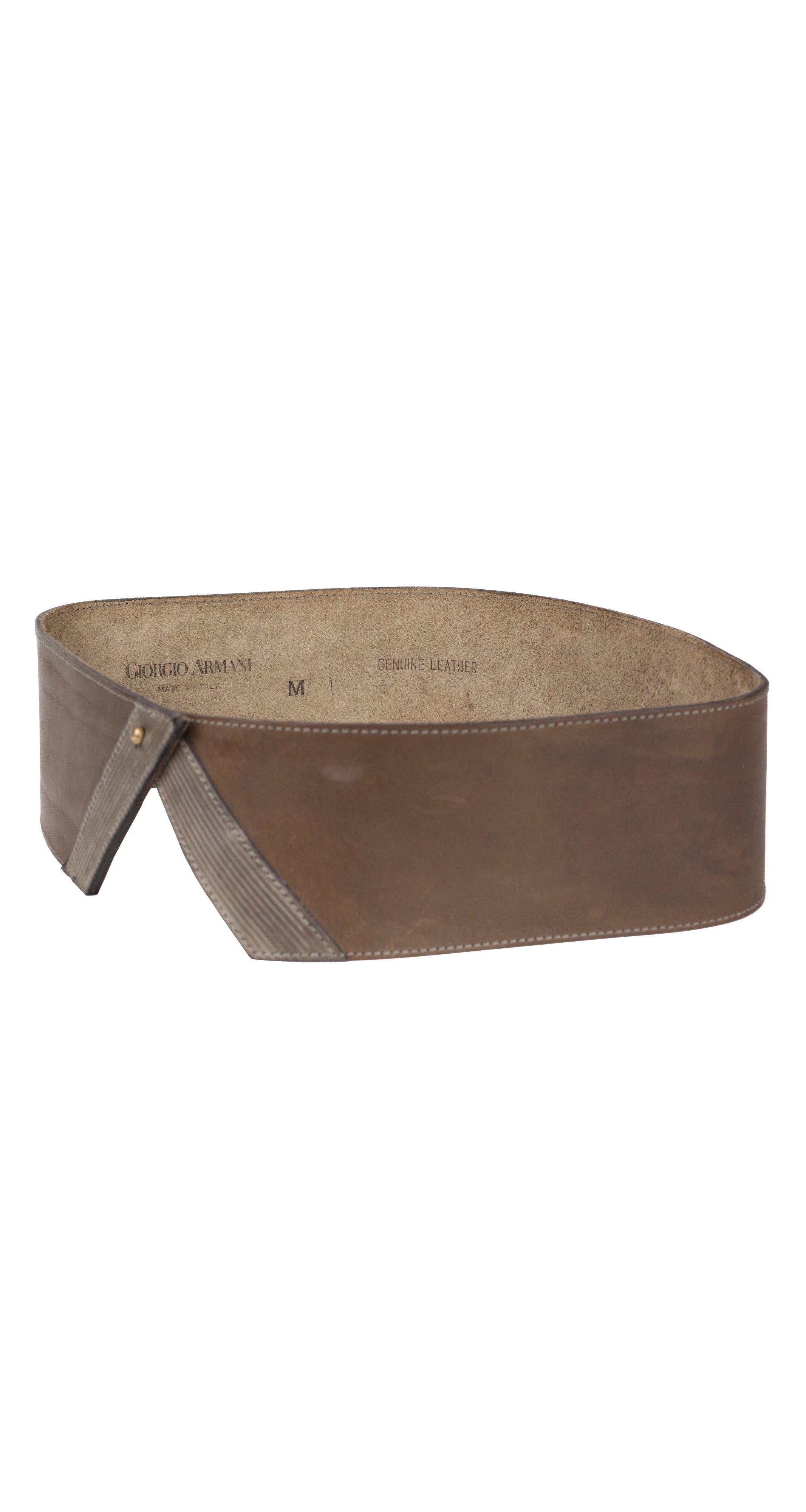 1980s Gray Leather Wide Waist Belt