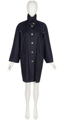 1980s Navy Cotton Box-Cut Trench Coat
