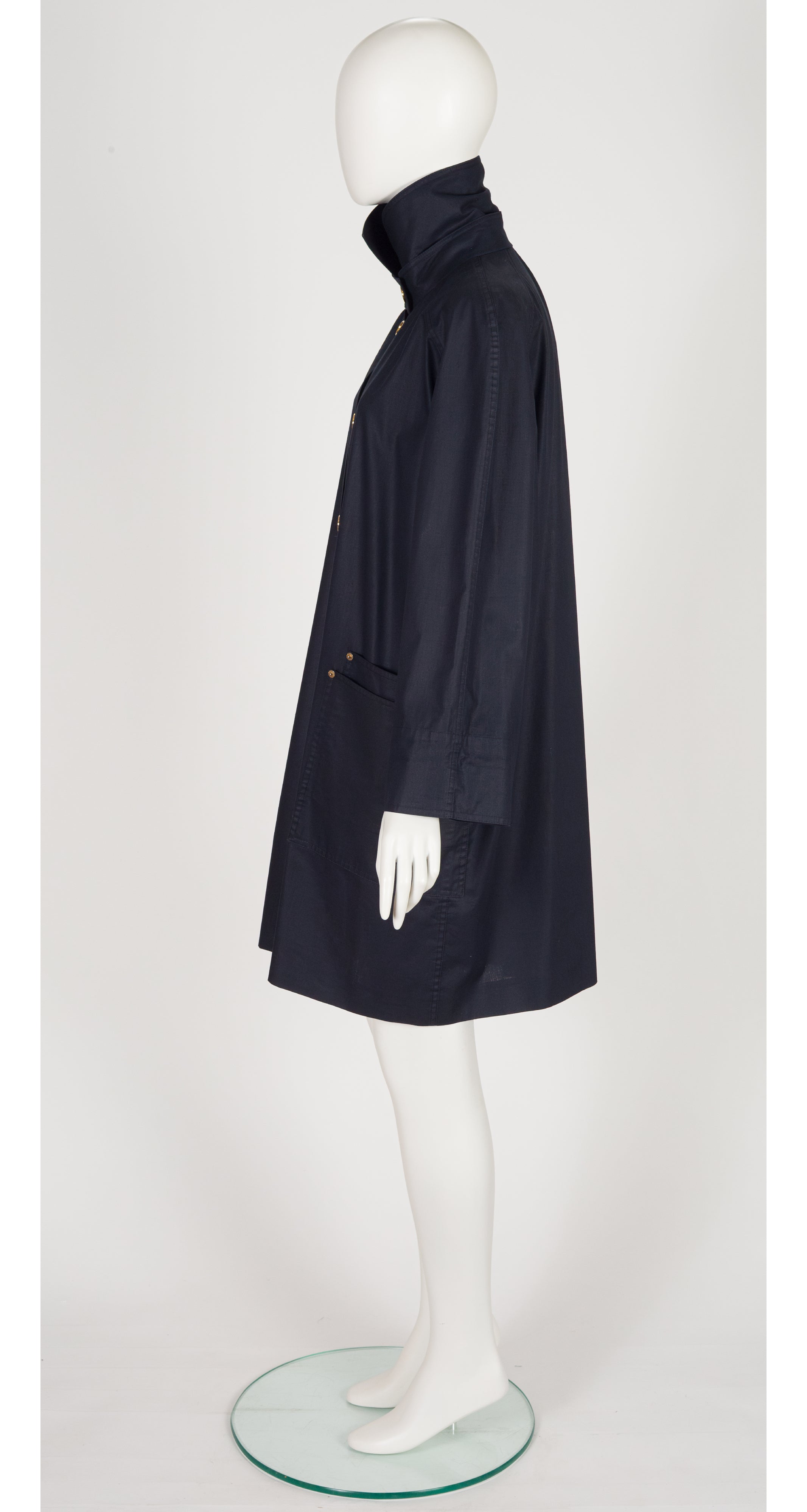1980s Navy Cotton Box-Cut Trench Coat