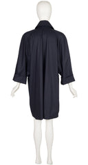 1980s Navy Cotton Box-Cut Trench Coat