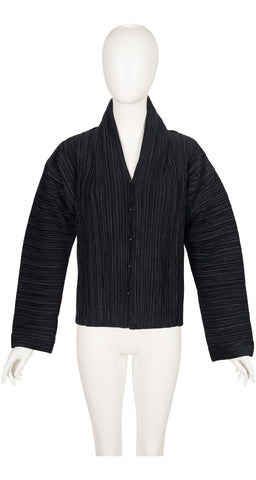 1999 F/W Black Velvet Pleated Sculptural Jacket