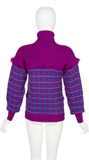 1977-78 F/W Purple Plaid Wool Fringe Toggle Cardigan