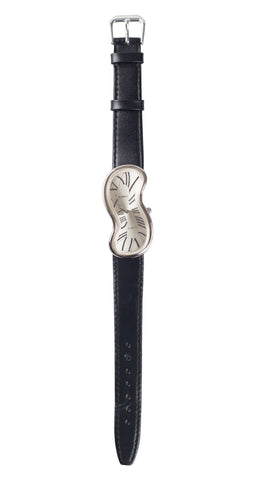 1990s Salvador Dali Melting Clock Black Leather Wrist Watch