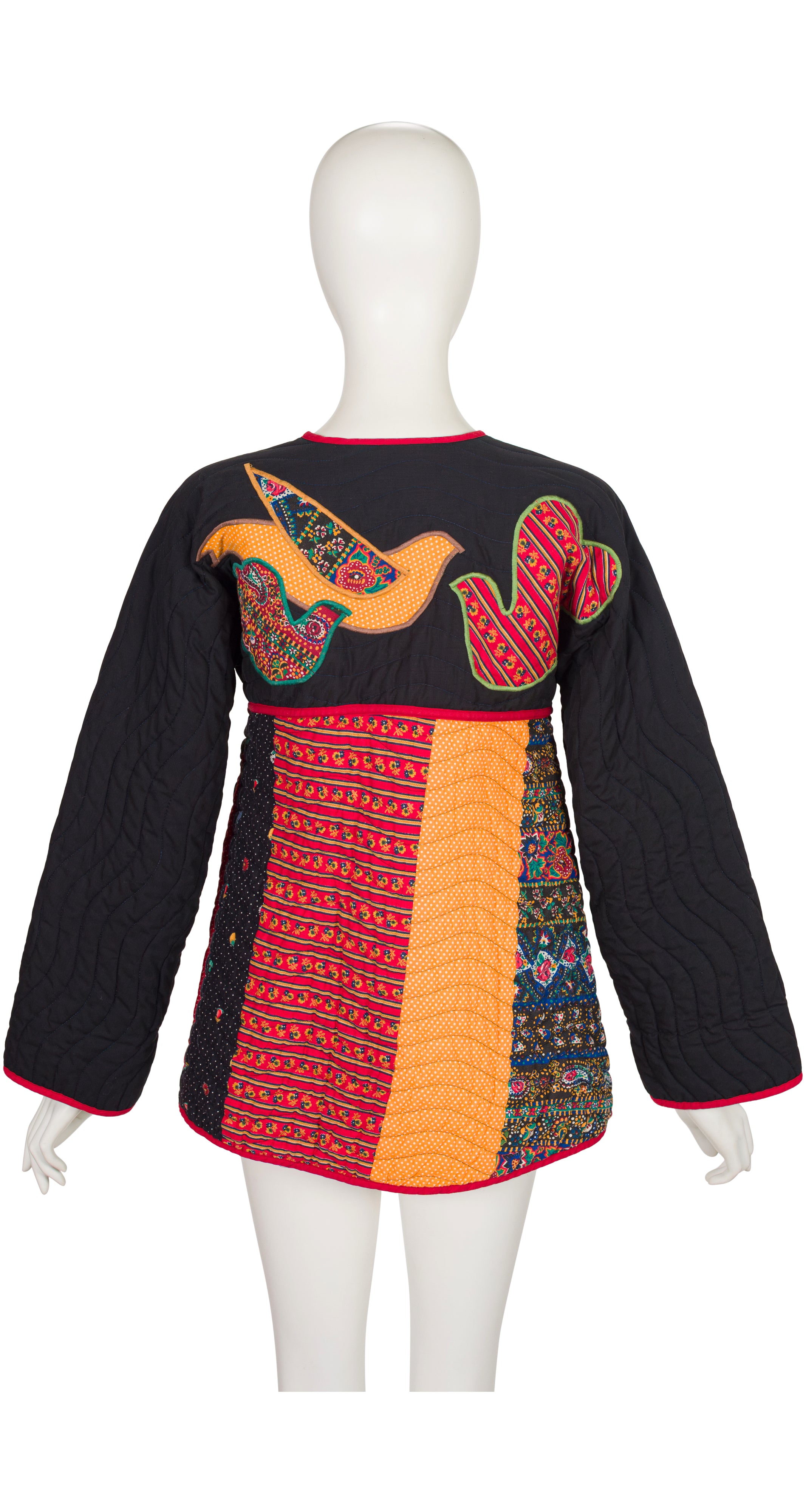 1970s Dove Appliqué Quilted Patchwork Jacket