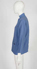 1980s Steel Blue Linen Snap-Up Light Jacket