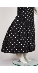 1980s Black & White Polka Dot Strapless Mermaid Gown