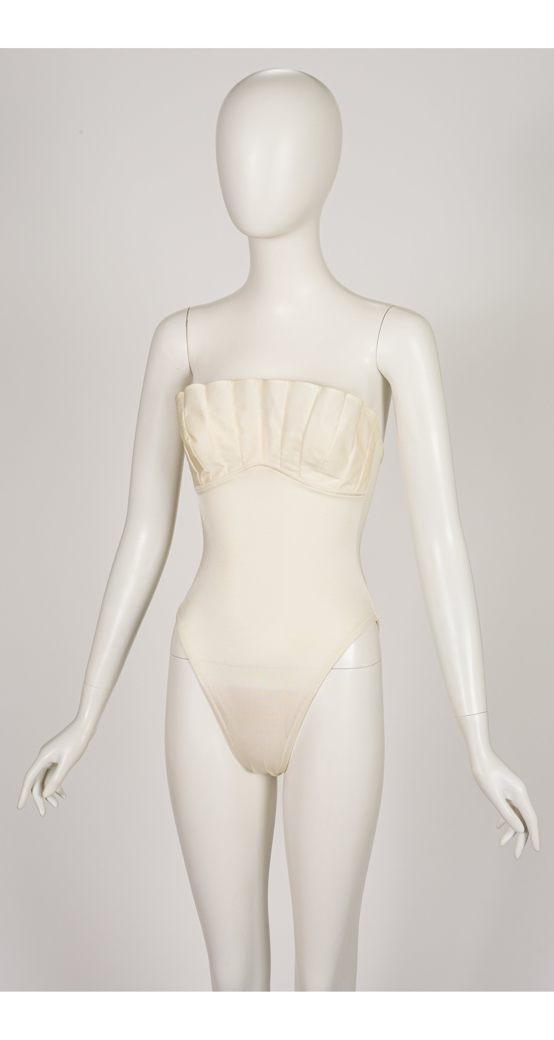 1988 S/S Ivory Shell Bust One-Piece Swimsuit