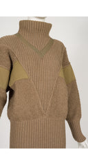 1983-84 F/W Beige Alpaca Knit & Leather Sweater