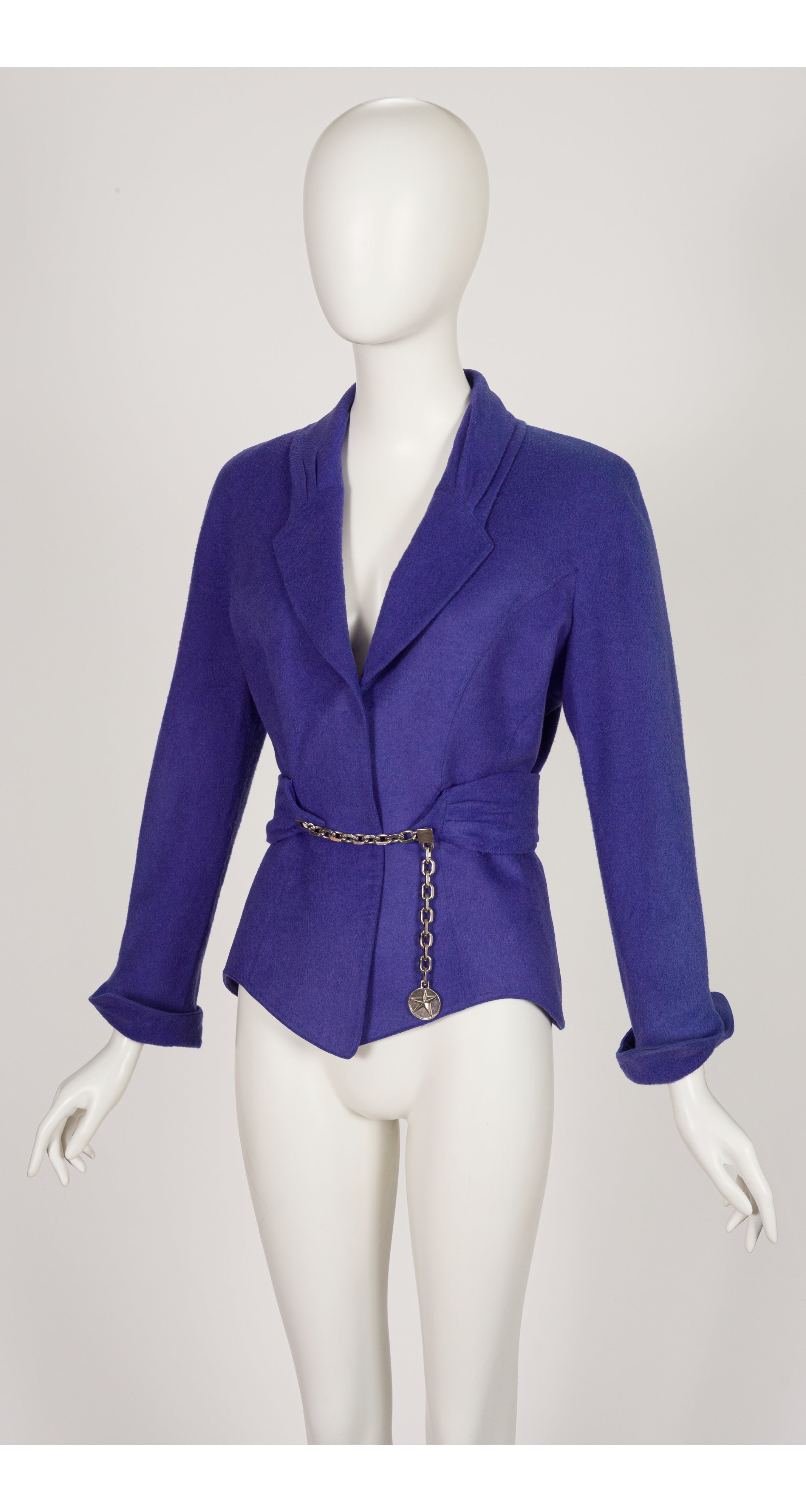1990 F/W Purple Wool Chain Belt Jacket