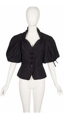 2009 Resort Black Silk Faille Puff Sleeve Jacket