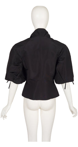 2009 Resort Black Silk Faille Puff Sleeve Jacket