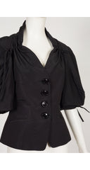 2009 Resort Black Silk Faille Puff Sleeve Jacket