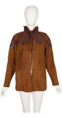1980s Snakeskin Wing Shoulder Tan Suede Jacket