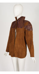 1980s Snakeskin Wing Shoulder Tan Suede Jacket
