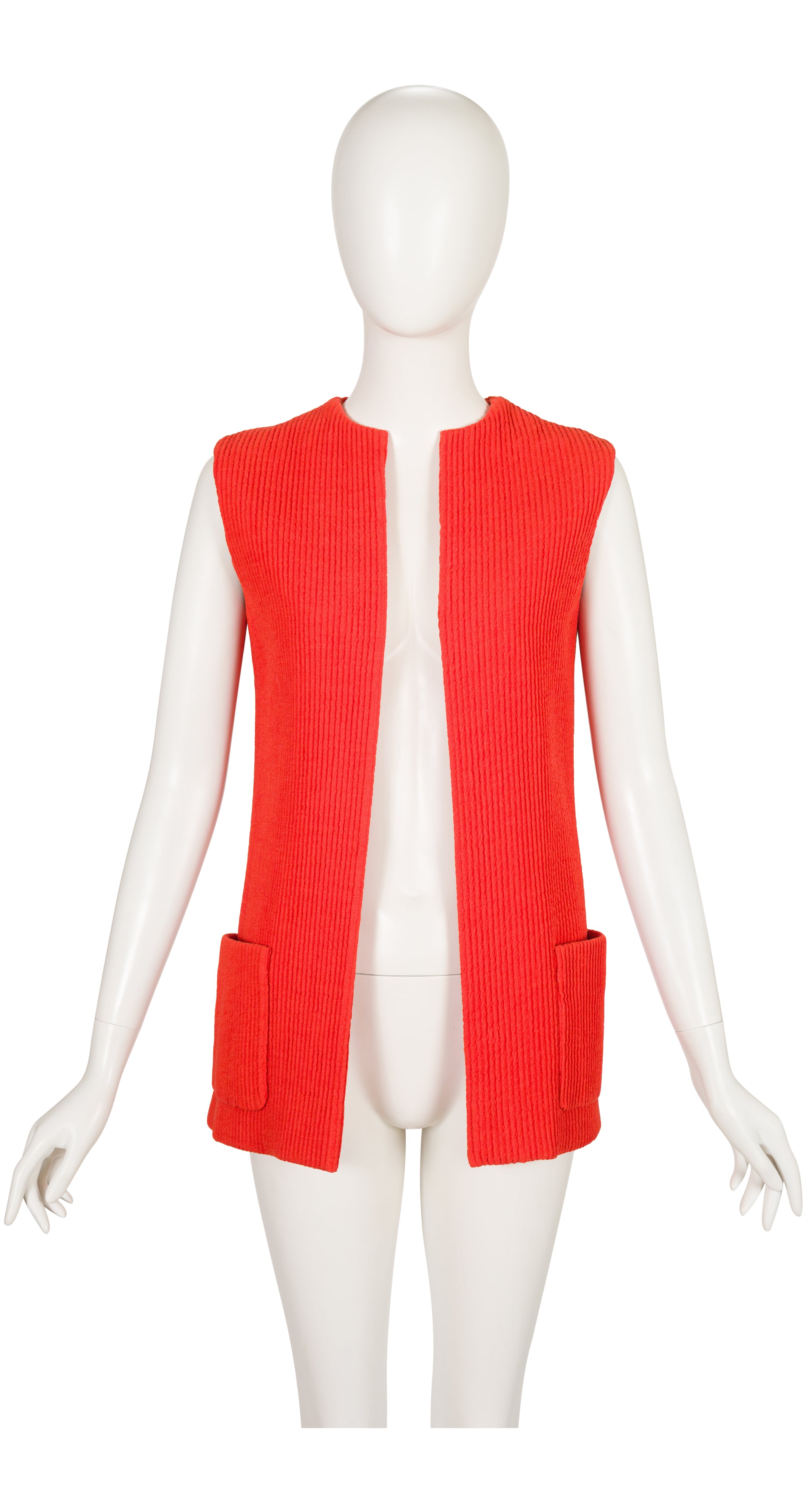 1960s Blood Orange Ribbed Cotton Vest
