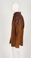 1980s Snakeskin Wing Shoulder Tan Suede Jacket